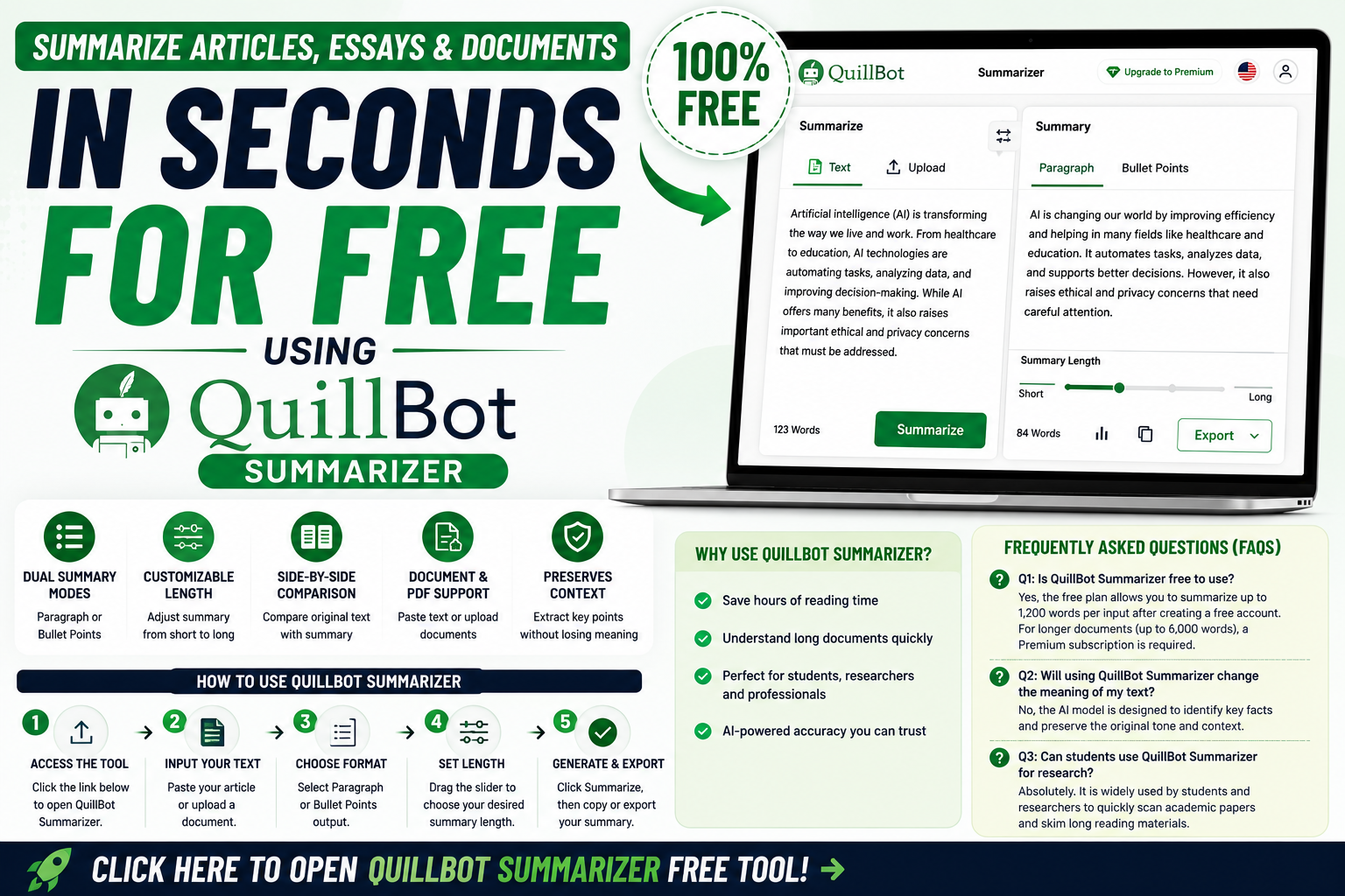 How to Summarize Articles, Essays and Documents for Free Using QuillBot Summarizer