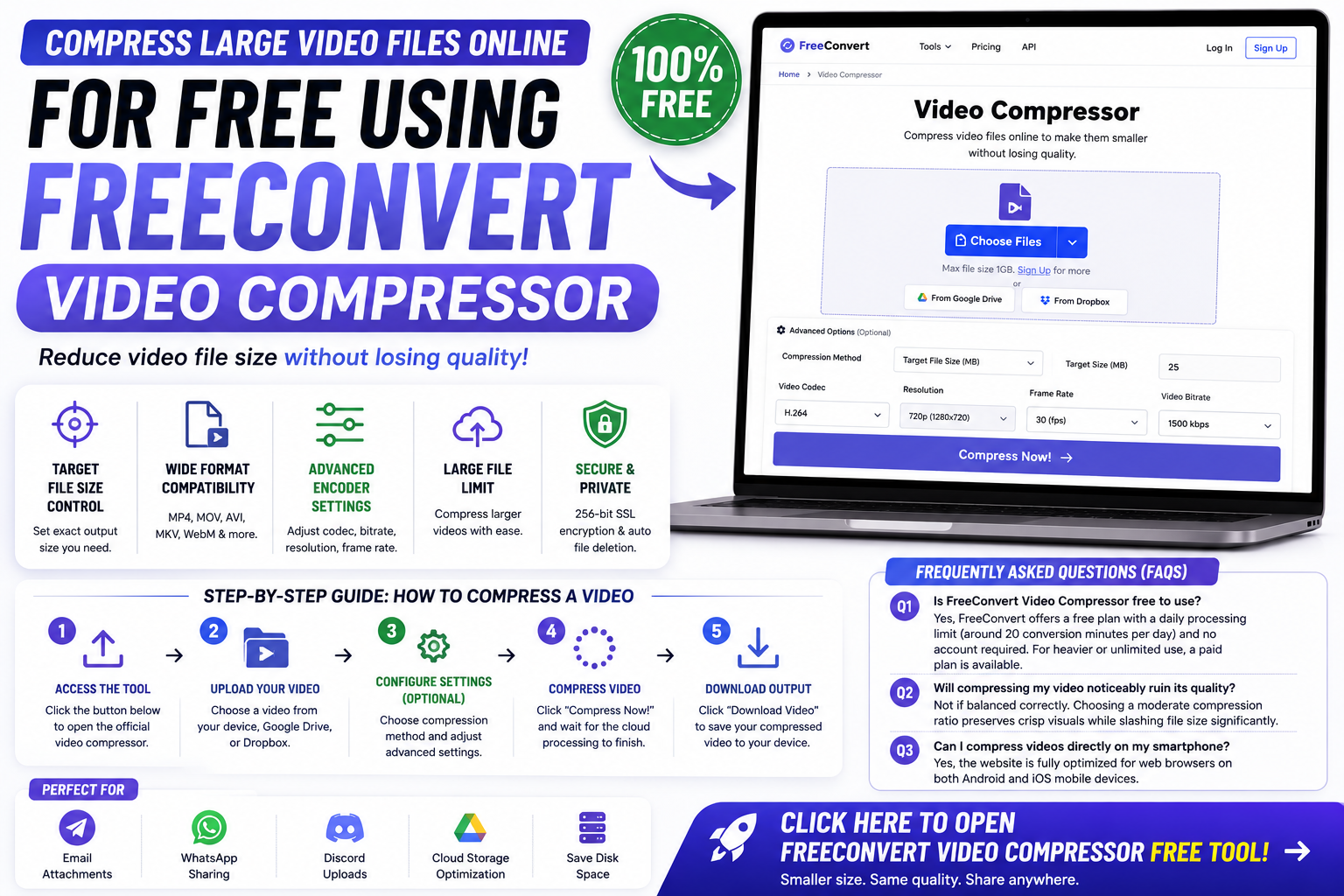 How to Compress Large Video Files Online for Free Using FreeConvert Video Compressor