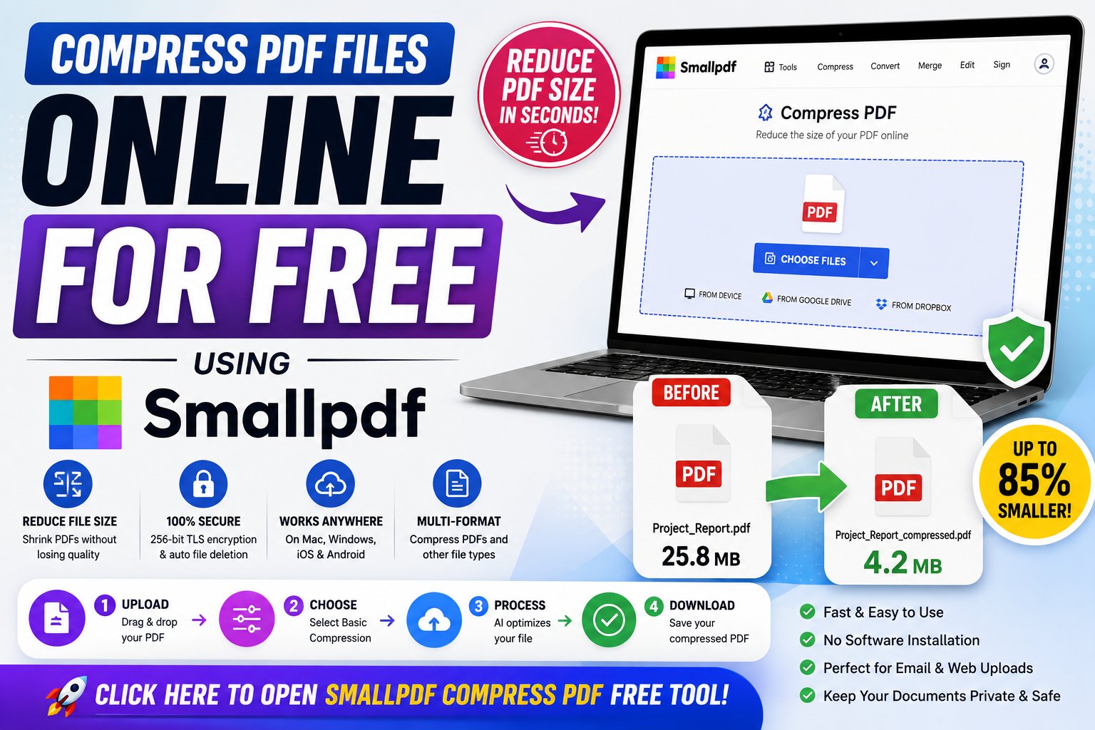 How to Compress PDF Files Online for Free Using Smallpdf